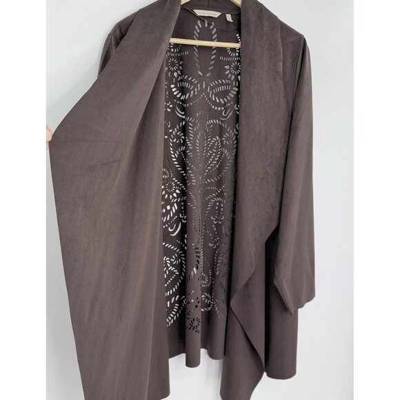 Soft Surroundings Plus Size Faux Suede Jacket Cutout Jacket 3x Western Boho - Picture 6 of 11